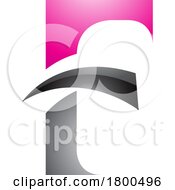 Poster, Art Print Of Magenta And Black Glossy Letter F Icon With Pointy Tips