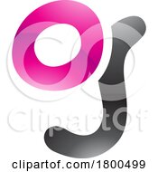 Poster, Art Print Of Magenta And Black Glossy Letter G Icon With Soft Round Lines