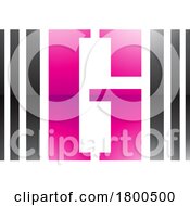 Poster, Art Print Of Magenta And Black Glossy Letter G Icon With Vertical Stripes