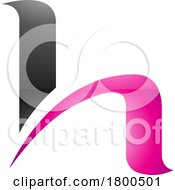 Poster, Art Print Of Magenta And Black Glossy Letter H Icon With Round Spiky Lines