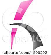 Poster, Art Print Of Magenta And Black Glossy Letter H Icon With Spiky Lines