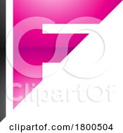 Magenta And Black Triangular Glossy Letter F Icon