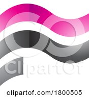 Poster, Art Print Of Magenta And Black Wavy Glossy Flag Shaped Letter F Icon