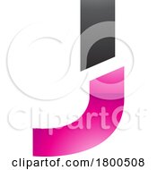Poster, Art Print Of Magenta And Black Glossy Split Shaped Letter J Icon