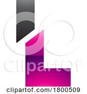 Magenta And Black Glossy Split Shaped Letter L Icon