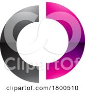 Magenta And Black Glossy Split Shaped Letter O Icon