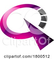 Magenta And Black Glossy Clock Shaped Letter Q Icon