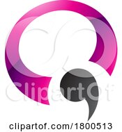 Poster, Art Print Of Magenta And Black Glossy Comma Shaped Letter Q Icon
