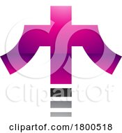 Poster, Art Print Of Magenta And Black Glossy Cross Shaped Letter T Icon