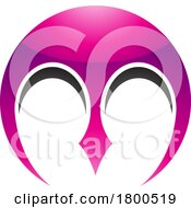 Poster, Art Print Of Magenta And Black Glossy Round Letter M Icon With Pointy Tips
