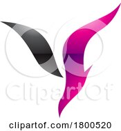 Poster, Art Print Of Magenta And Black Glossy Diving Bird Shaped Letter Y Icon