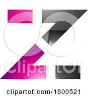 Poster, Art Print Of Magenta And Black Glossy Dotted Line Shaped Letter Z Icon