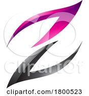 Poster, Art Print Of Magenta And Black Glossy Fire Shaped Letter Z Icon