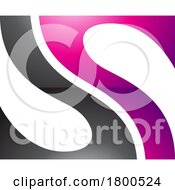 Magenta And Black Glossy Fish Fin Shaped Letter S Icon