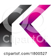 Poster, Art Print Of Magenta And Black Glossy Folded Letter K Icon