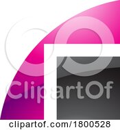 Magenta And Black Glossy Geometrical Letter R Icon