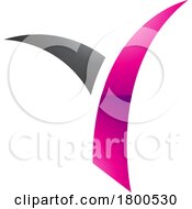 Magenta And Black Glossy Grass Shaped Letter Y Icon