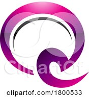 Magenta And Black Glossy Hook Shaped Letter Q Icon