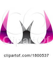 Magenta And Black Glossy Horn Shaped Letter W Icon