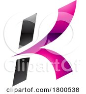 Poster, Art Print Of Magenta And Black Glossy Italic Arrow Shaped Letter K Icon