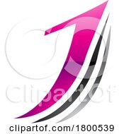 Poster, Art Print Of Magenta And Black Glossy Layered Letter J Icon
