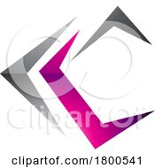 Poster, Art Print Of Magenta And Black Glossy Letter C Icon With Pointy Tips