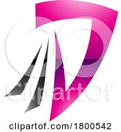 Magenta And Black Glossy Letter D Icon With Tails