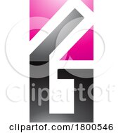 Poster, Art Print Of Magenta And Black Glossy Rectangular Letter G Or Number 6 Icon