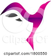 Magenta And Black Glossy Rising Bird Shaped Letter Y Icon