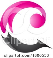 Poster, Art Print Of Magenta And Black Glossy Round Curly Letter C Icon