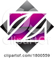 Poster, Art Print Of Magenta And Black Glossy Square Diamond Shaped Letter Z Icon