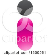 Magenta And Black Glossy Abstract Round Person Shaped Letter I Icon