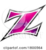 Magenta And Black Glossy Arc Shaped Letter Z Icon