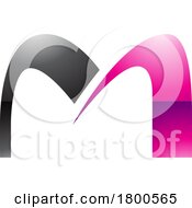 Magenta And Black Glossy Arch Shaped Letter M Icon