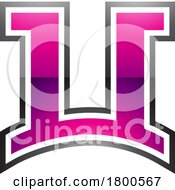 Poster, Art Print Of Magenta And Black Glossy Arch Shaped Letter U Icon
