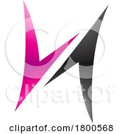 Poster, Art Print Of Magenta And Black Glossy Arrow Shaped Letter H Icon