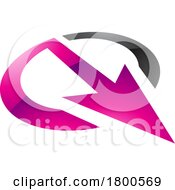 Poster, Art Print Of Magenta And Black Glossy Arrow Shaped Letter Q Icon