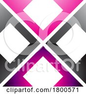 Poster, Art Print Of Magenta And Black Glossy Arrow Square Shaped Letter X Icon