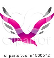 Poster, Art Print Of Magenta And Black Glossy Bird Shaped Letter V Icon