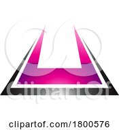 Poster, Art Print Of Magenta And Black Glossy Bold Spiky Shaped Letter U Icon