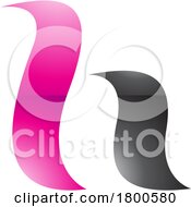 Poster, Art Print Of Magenta And Black Glossy Calligraphic Letter H Icon