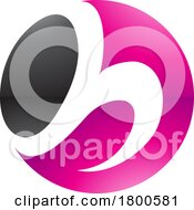 Poster, Art Print Of Magenta And Black Glossy Circle Shaped Letter H Icon