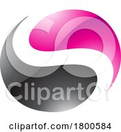 Poster, Art Print Of Magenta And Black Glossy Circle Shaped Letter S Icon