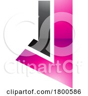Poster, Art Print Of Magenta And Black Glossy Letter J Icon With Straight Lines