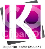 Poster, Art Print Of Magenta And Black Glossy Square Letter K Icon
