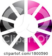 Magenta And Black Glossy Striped Letter O Icon