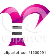 Poster, Art Print Of Magenta And Black Glossy Striped Letter R Icon