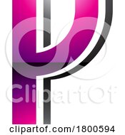 Magenta And Black Glossy Striped Shaped Letter Y Icon