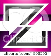 Poster, Art Print Of Magenta And Black Glossy Striped Shaped Letter Z Icon