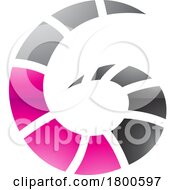 Magenta And Black Glossy Swirly Letter G Icon With Stripes
